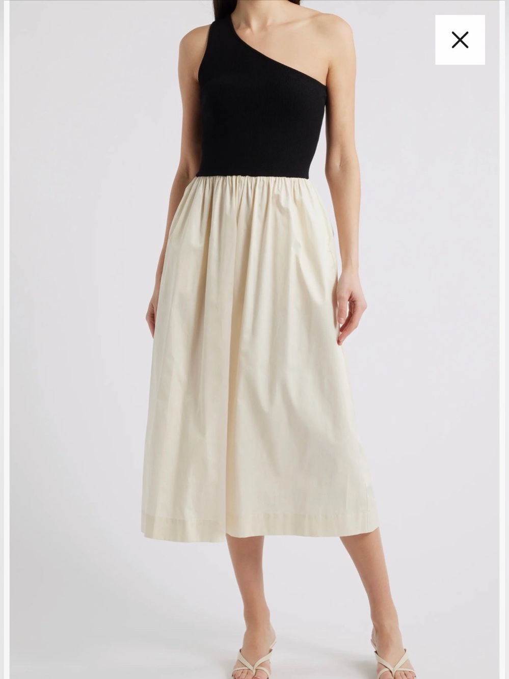Anita One-Shoulder Colorblock Mixed Media Midi Dress NWT - S
